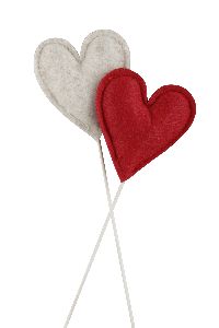 Stecker Wollart rot creme 22761355 Filz Herz 6cm handgenäht GL:27,5cm