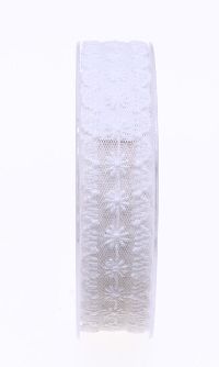 Spitzenband Blumen weiss 148225 101 B:25mm L:10Meter