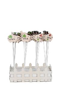 Glücksschwein am Stab rosa 671073 Holz 6x0,5x5cm + 20 cm Stab